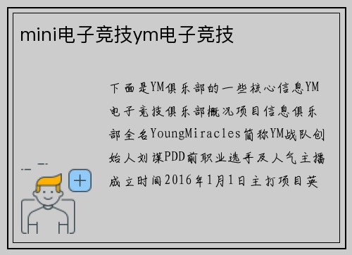 mini电子竞技ym电子竞技